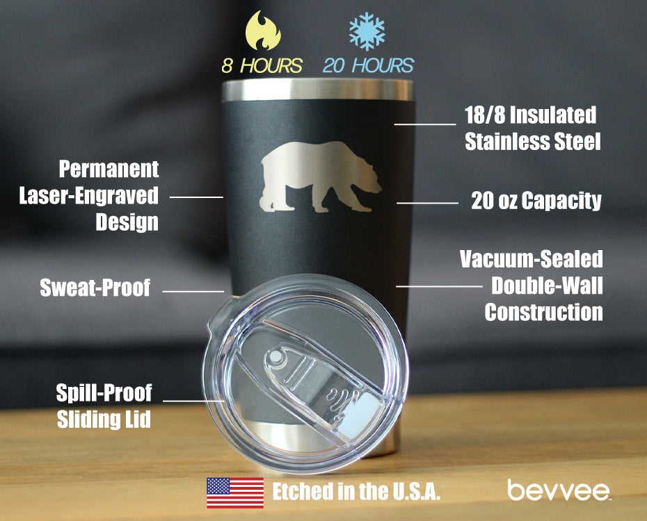 Bear Silhouette - Insulated Coffee Tumbler Cup