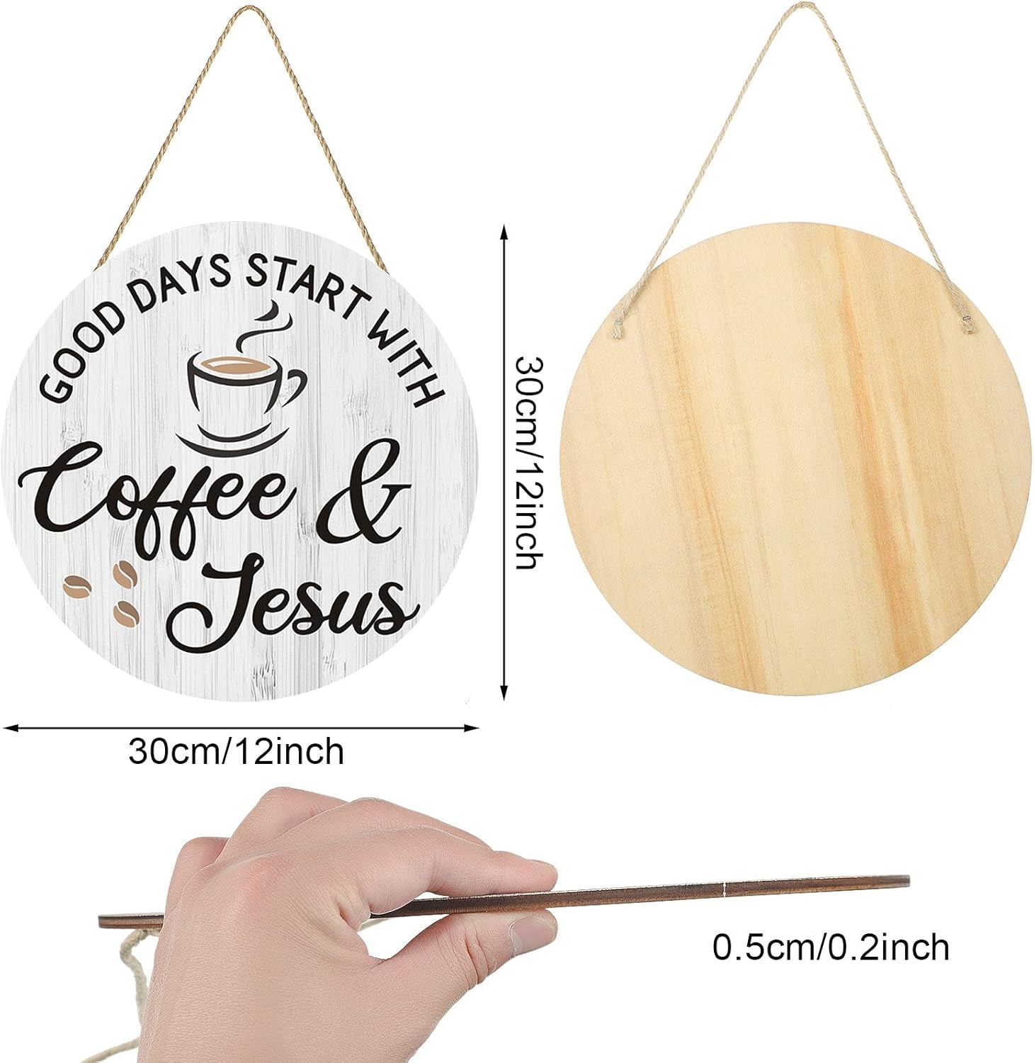 Blulu Coffee Bar Decor: Cafe Accessories Featuring "Good Days Start with Jesus" Sign, 12" x 12" (White)