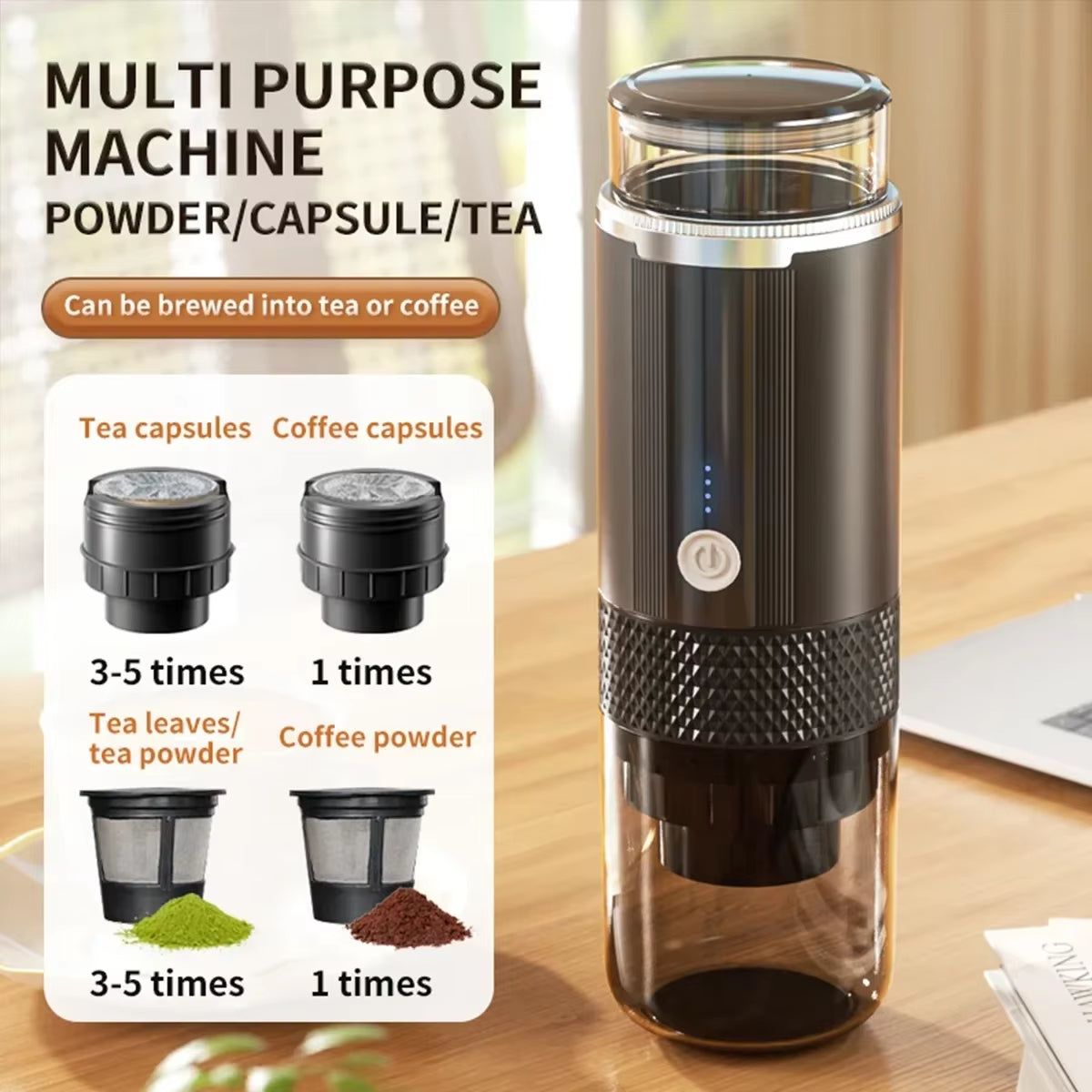 Coffee Maker Electric Capsule Grinding Coffee Brewer Portable Coffee Maker Suitable for Ground Coffee and Coffee Capsules